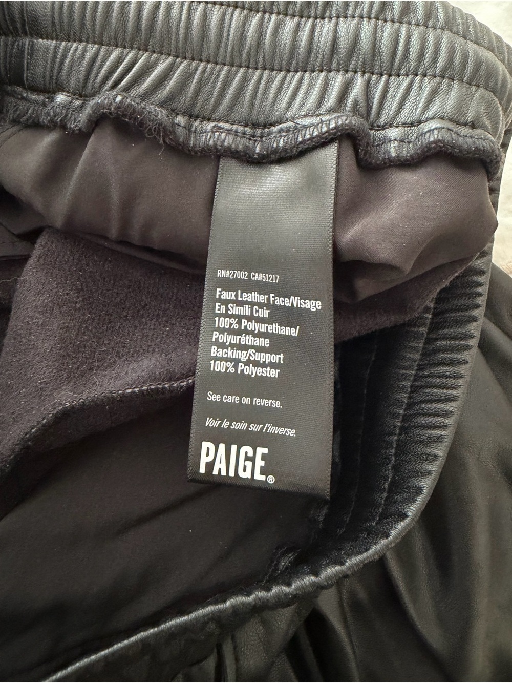 PAIGE Black Faux Leather Drawstring Joggers - Picture 9 of 9